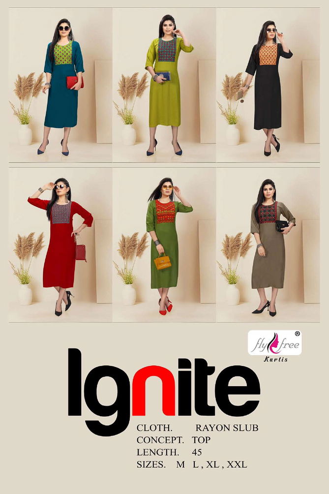 Fly Free Ignite New Fancy Wear Rayon Designer Kurti Collection